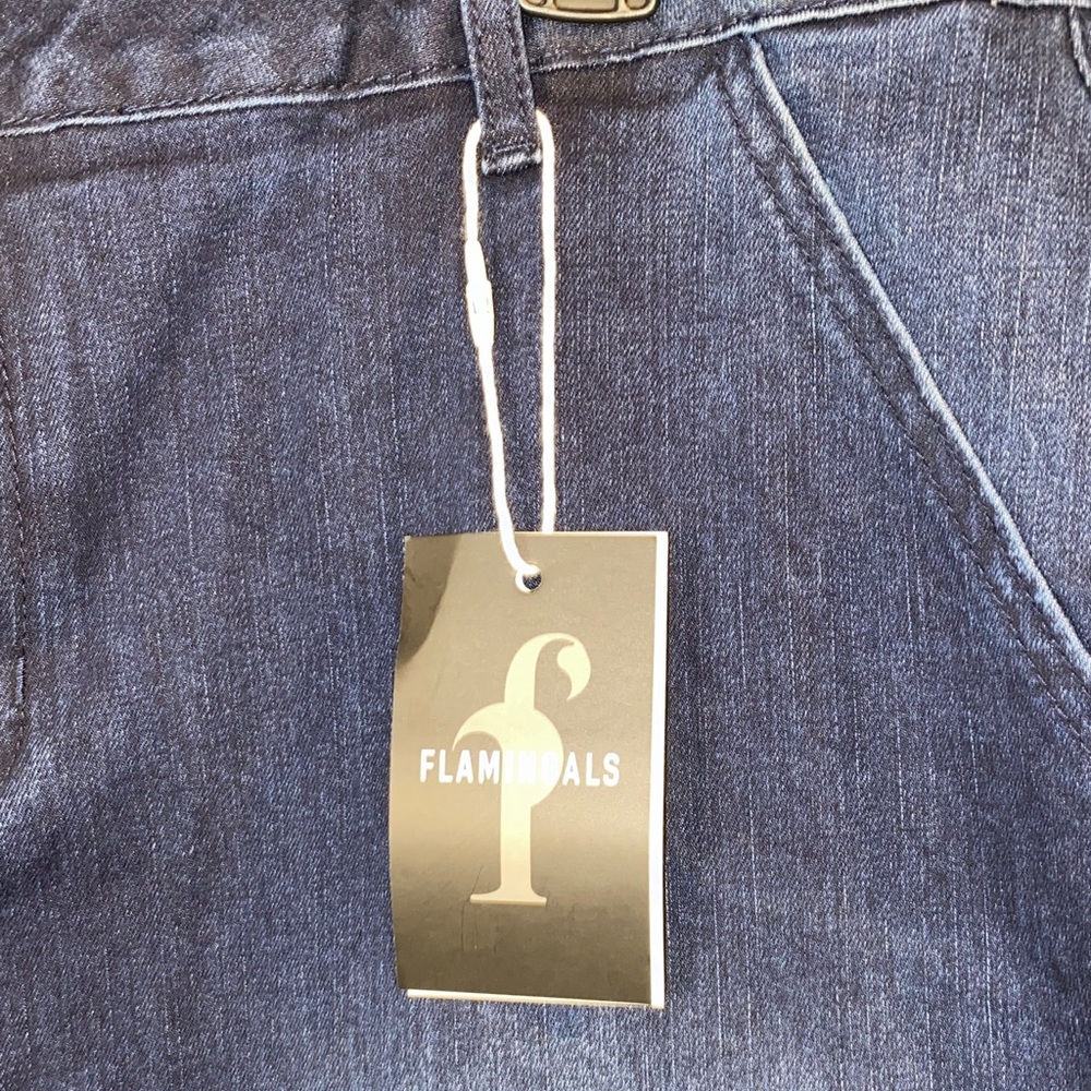 NWT Flamingals Blue Dark Wash High Waisted Straight Leg Jeans, Size 2X (16/33) - Picture 7 of 8